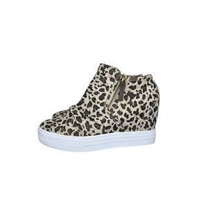 Y2k Not Rated Arabelle Platform Heeled Zip High Top Animal Print Eyelash Shoe 8